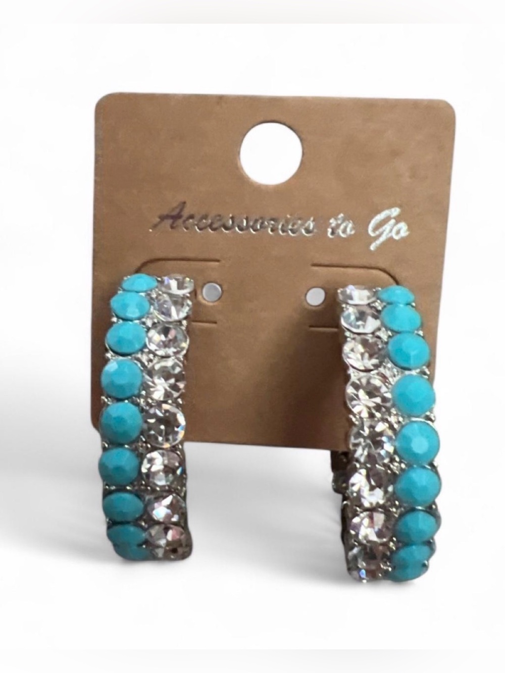 Alice in Dallas - Turquoise and Crystal Hoop Earrings - NWT